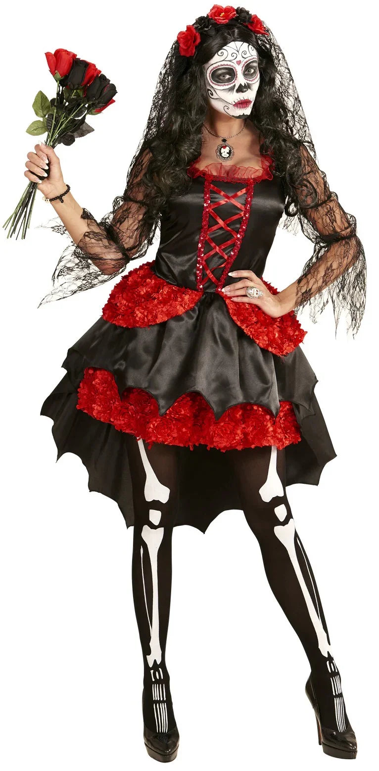Disfraz de Catrina con Tocado para Mujer Halloween Widmann