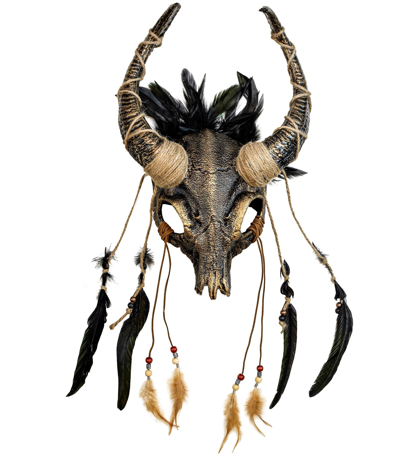 Máscara de Chamán con Calavera con Cuernos y Plumas Máscaras Halloween Widmann