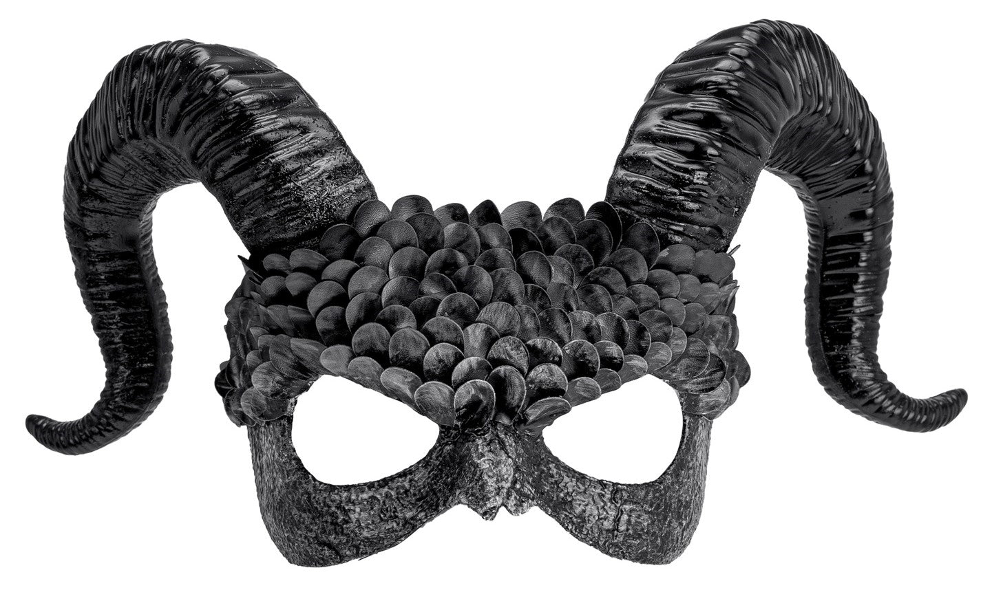 Antifaz de Ángel Caído Negro con Cuernos Máscaras Halloween Widmann