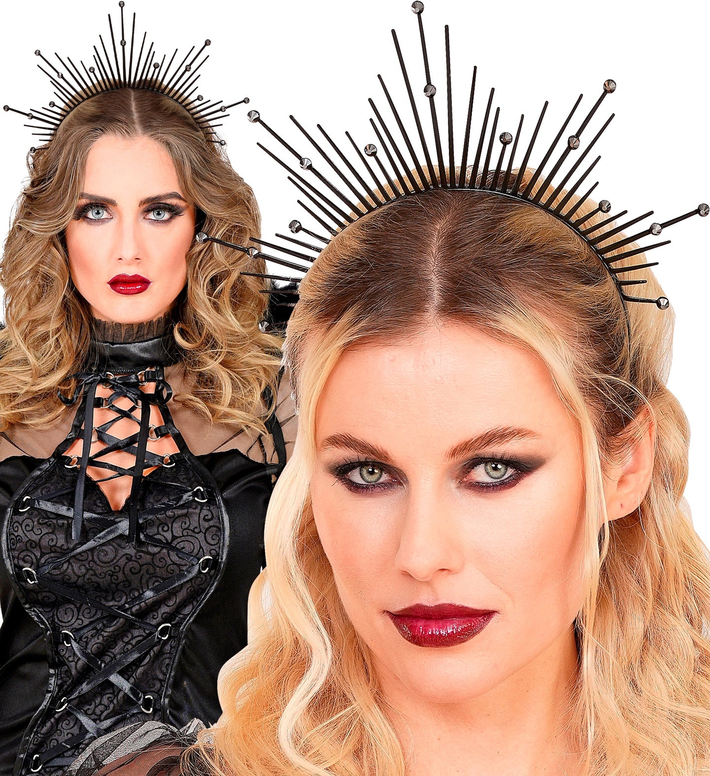 Diadema con Aureola Negra con Pedrería Accesorios para la Cabeza Widmann