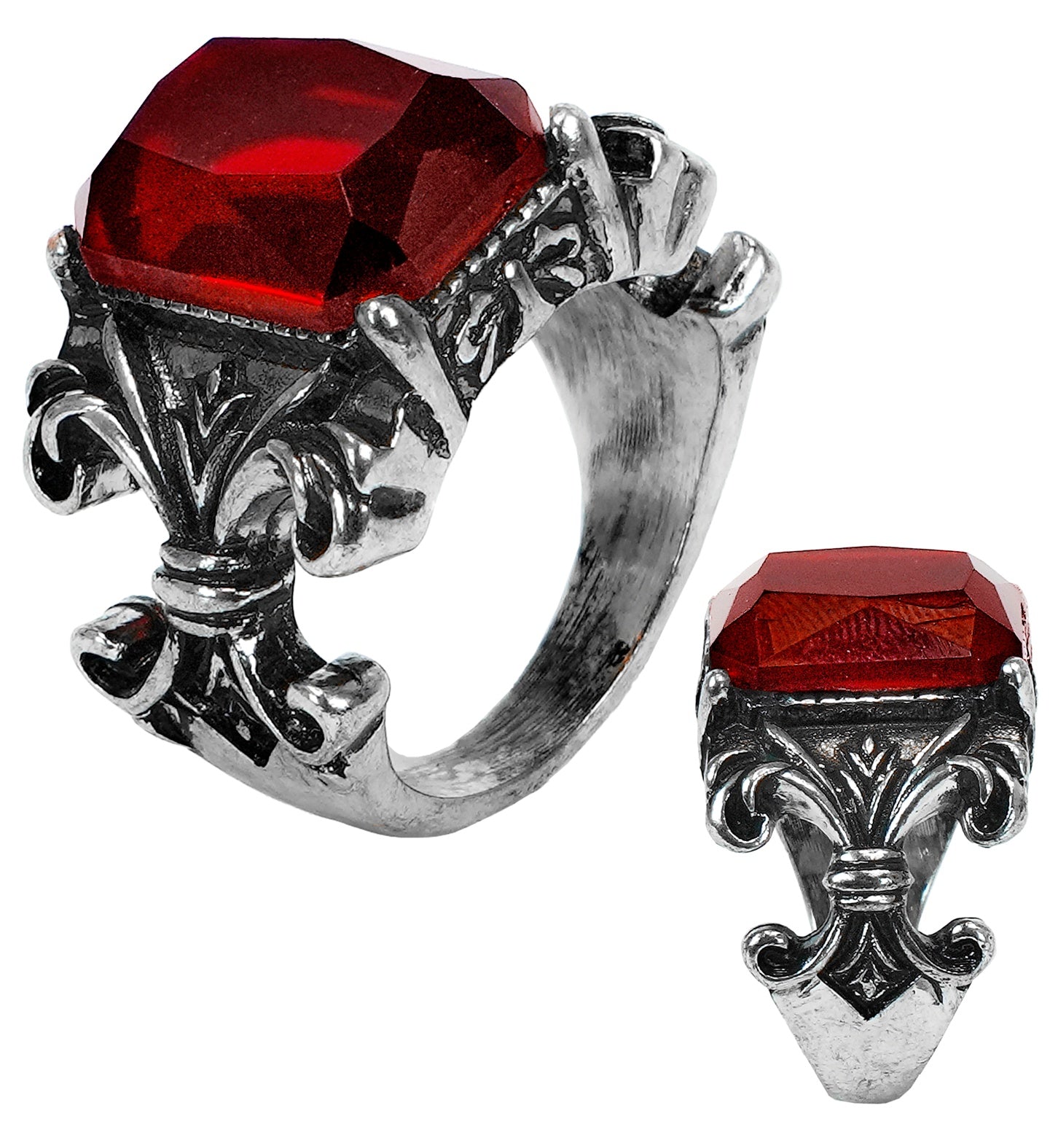 Anillo Gema Roja Gótica de Vampiro