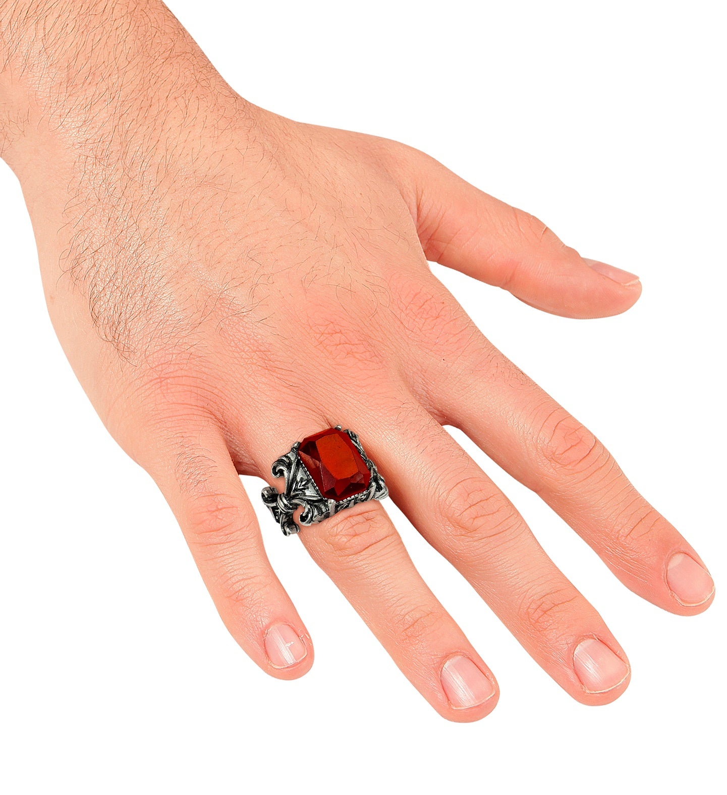 Anillo Gema Roja Gótica de Vampiro