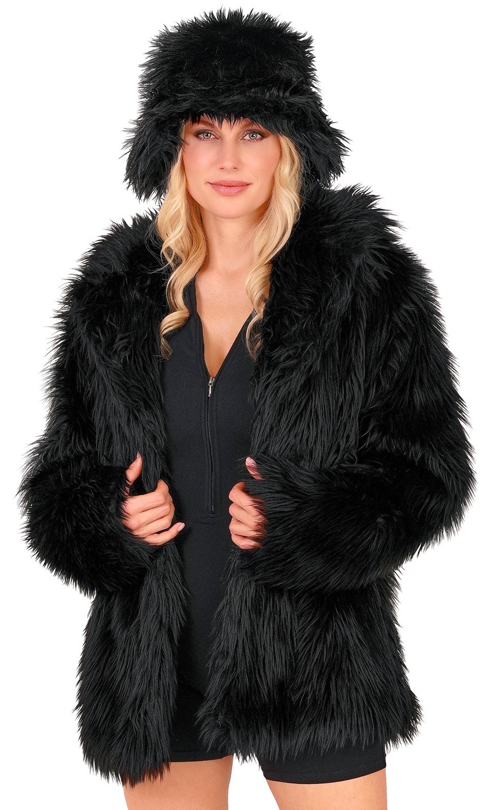 Chaqueta de Pelo Negro para Adulto