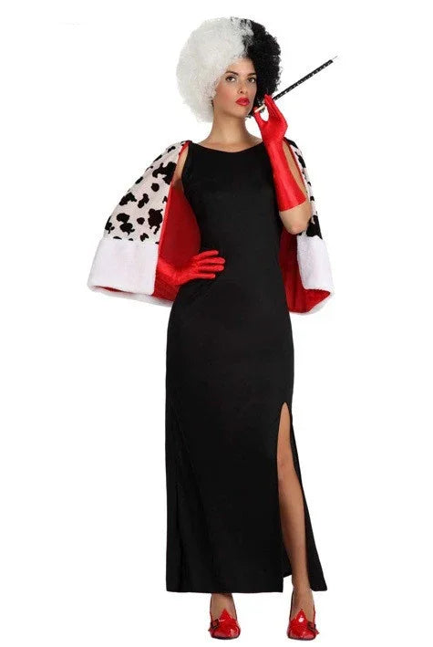 Disfraz de Cruela con Vestido Largo para Mujer Adultos Atosa