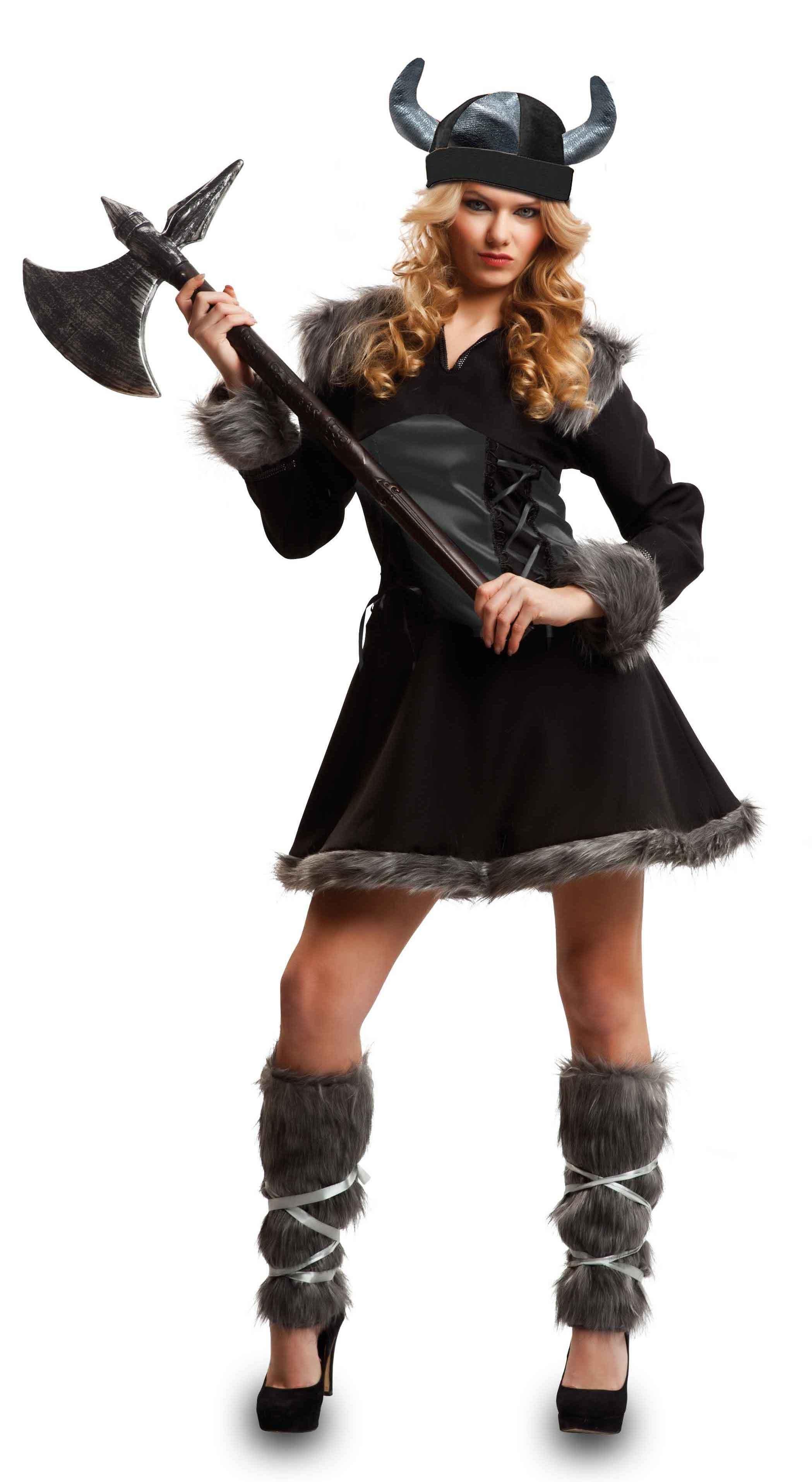 Disfraz de Vikinga Negro para Mujer Vikingos Viving