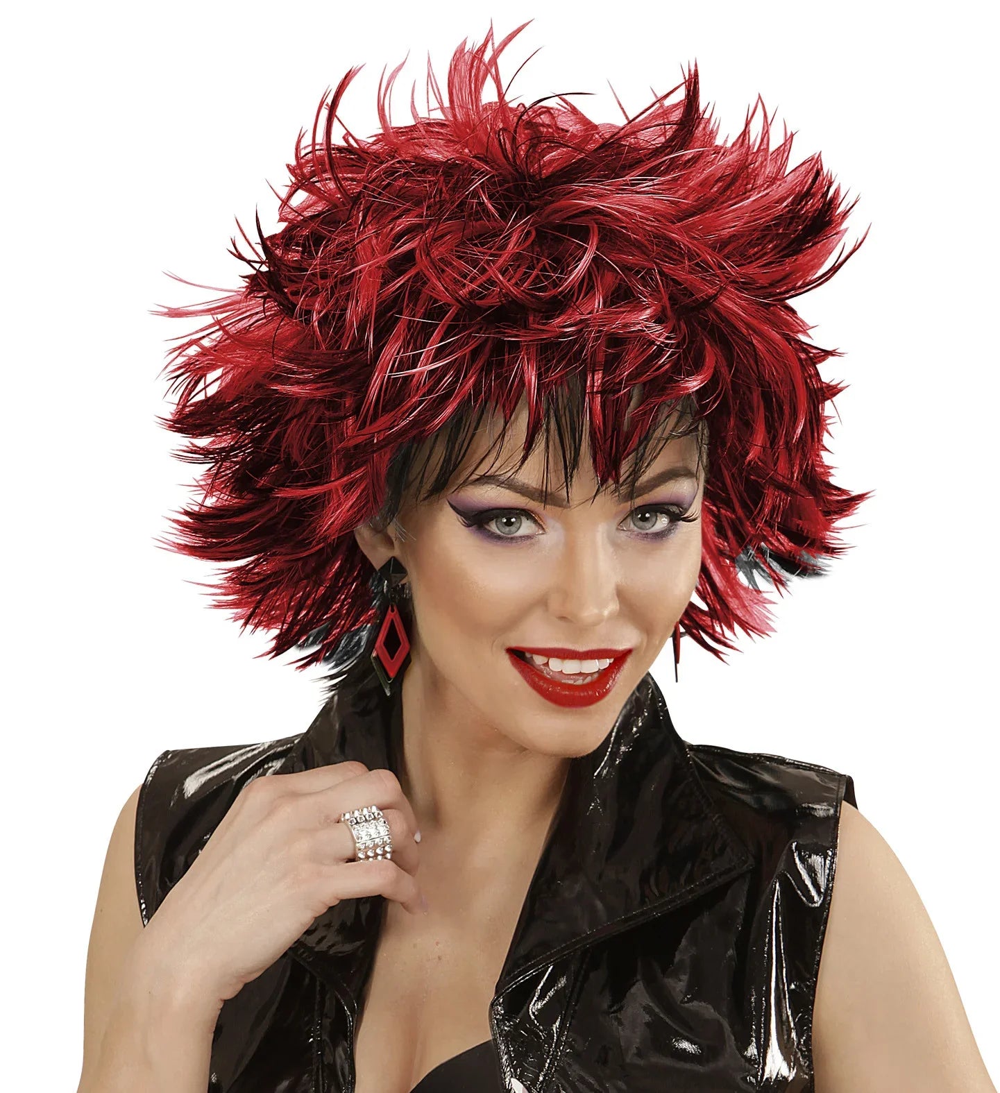 Peluca Rock con Mechas Rojas y Negras Pelucas Widmann