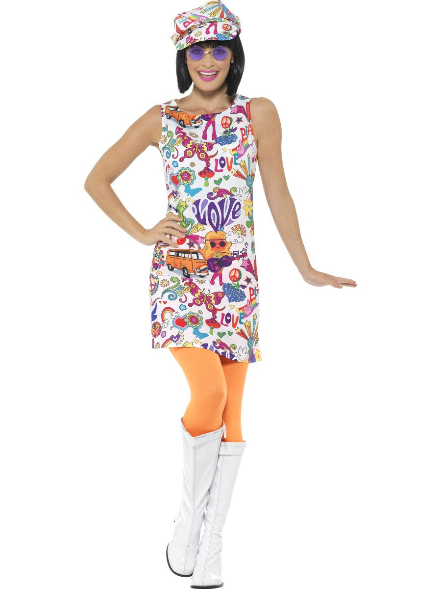 Disfraz de Sesentera Flower Power para Mujer Hippies Smiffys