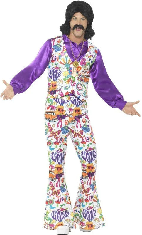 Traje Hippie con Chaleco Flower Power para Hombre Hippies Smiffys