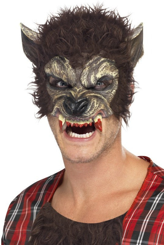 Media Máscara de Hombre Lobo con Colmillos Accesorios Halloween Guirca