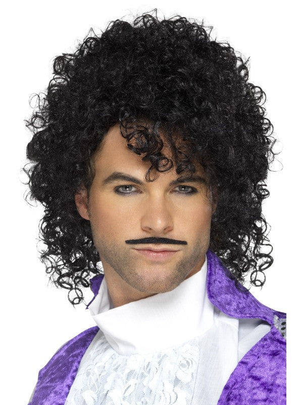 Peluca de Prince con Bigote Músicos y Cantantes Smiffys