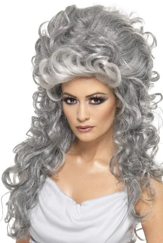 Peluca Gris de Pelo Largo de Bruja Accesorios Halloween Smiffys