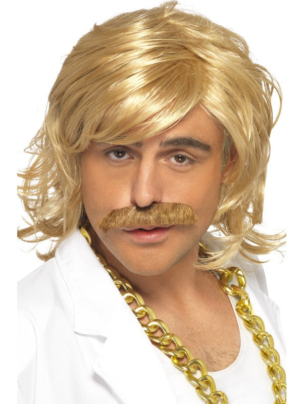 Peluca Rubia con Bigote Años 70 para Hombre Complementos Años 60, 70, 80 Sustitución