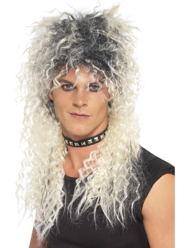 Peluca Rubia Rockera Años 80 para Hombre Complementos Rockeros y Moteros Smiffys