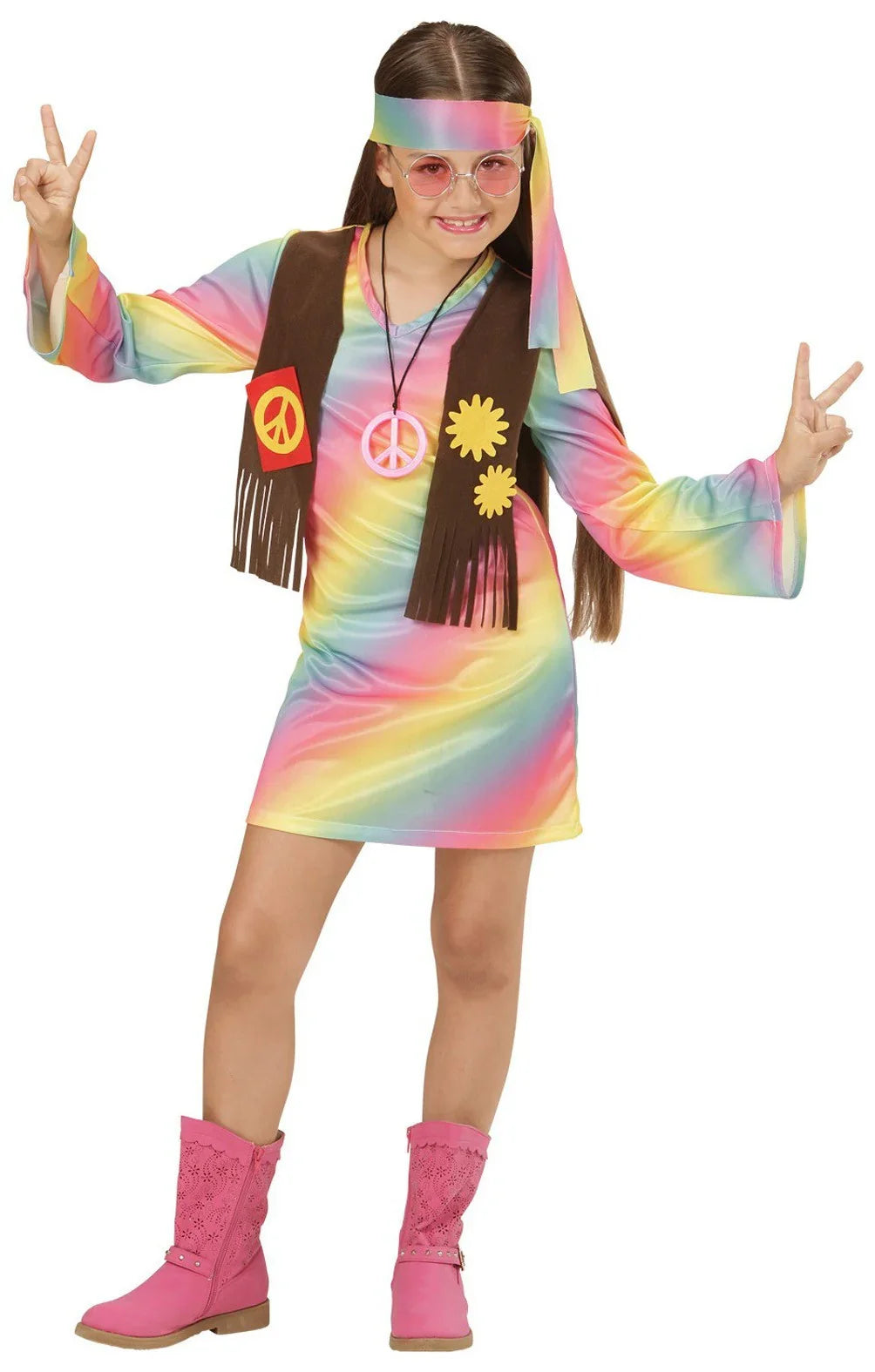 Disfraz de Hippie Multicolor para Niña INFANTILES Widmann