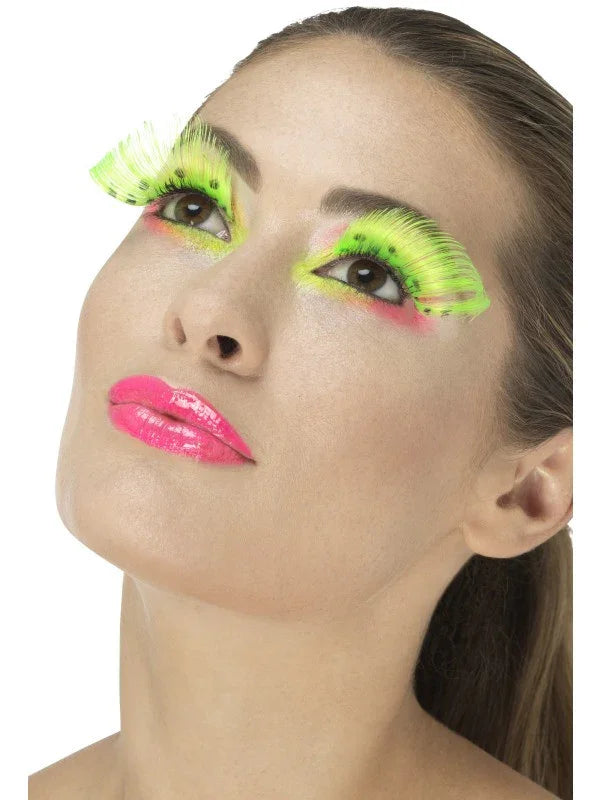 Pestañas Verde Fosforito con Lunares Negros Pestañas Smiffys