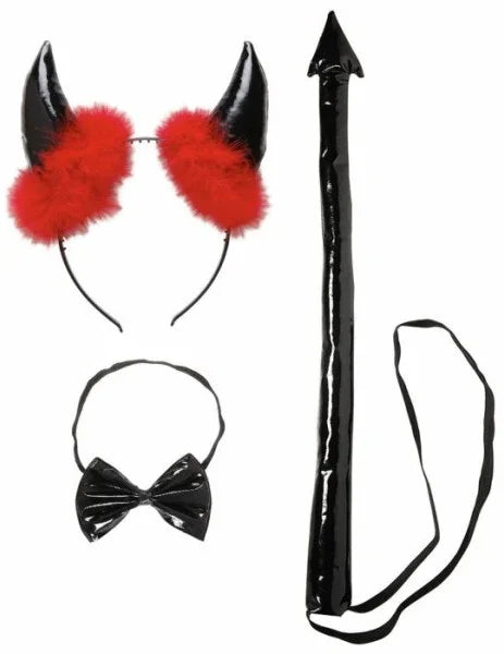 Set de cuernos, rabo y pajarita en negro COMPLEMENTOS Widmann