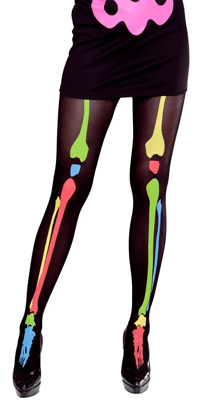 Pantys de Esqueleto Multicolor Neón Accesorios Halloween Widmann