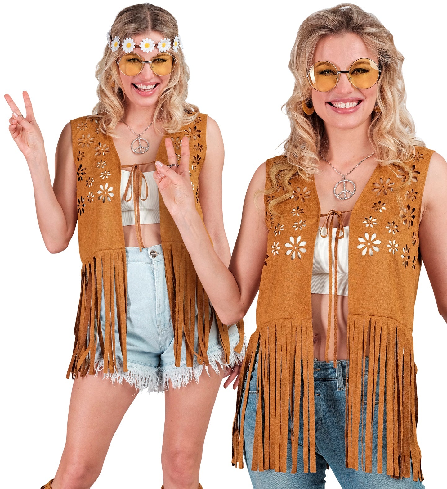 Chaleco Hippie Marrón con Flecos Hippie Widmann
