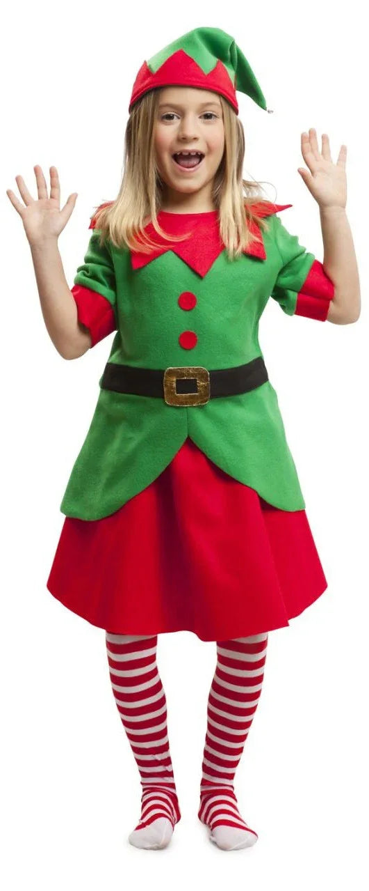 Disfraz de Elfa de Papá Noel para Niña Navidad Infantiles Viving