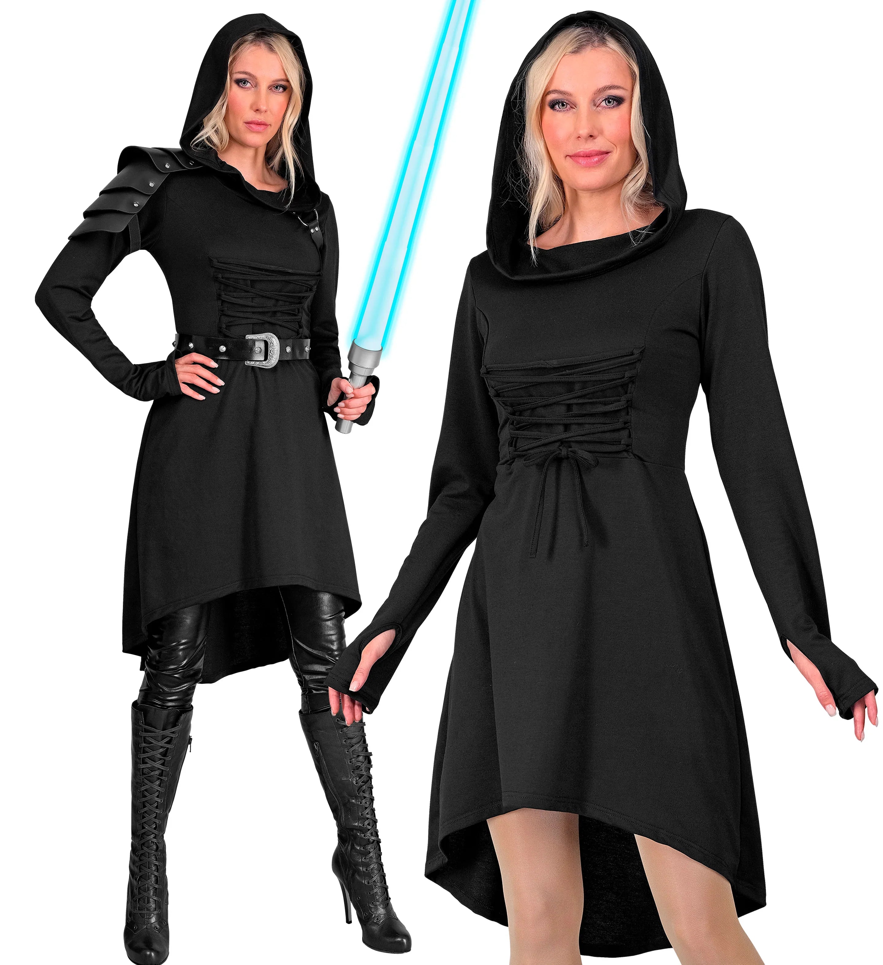 Disfraz Medieval Negro con Capucha para Mujer Medieval Widmann