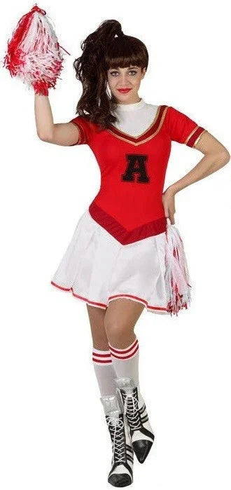 Disfraz de Animadora Roja y Blanca para Mujer Deportes y Animadoras Atosa