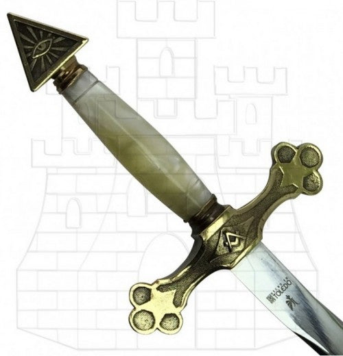 Espada Masona Dorada con Puño en Nácar Espadas Medieval Factory