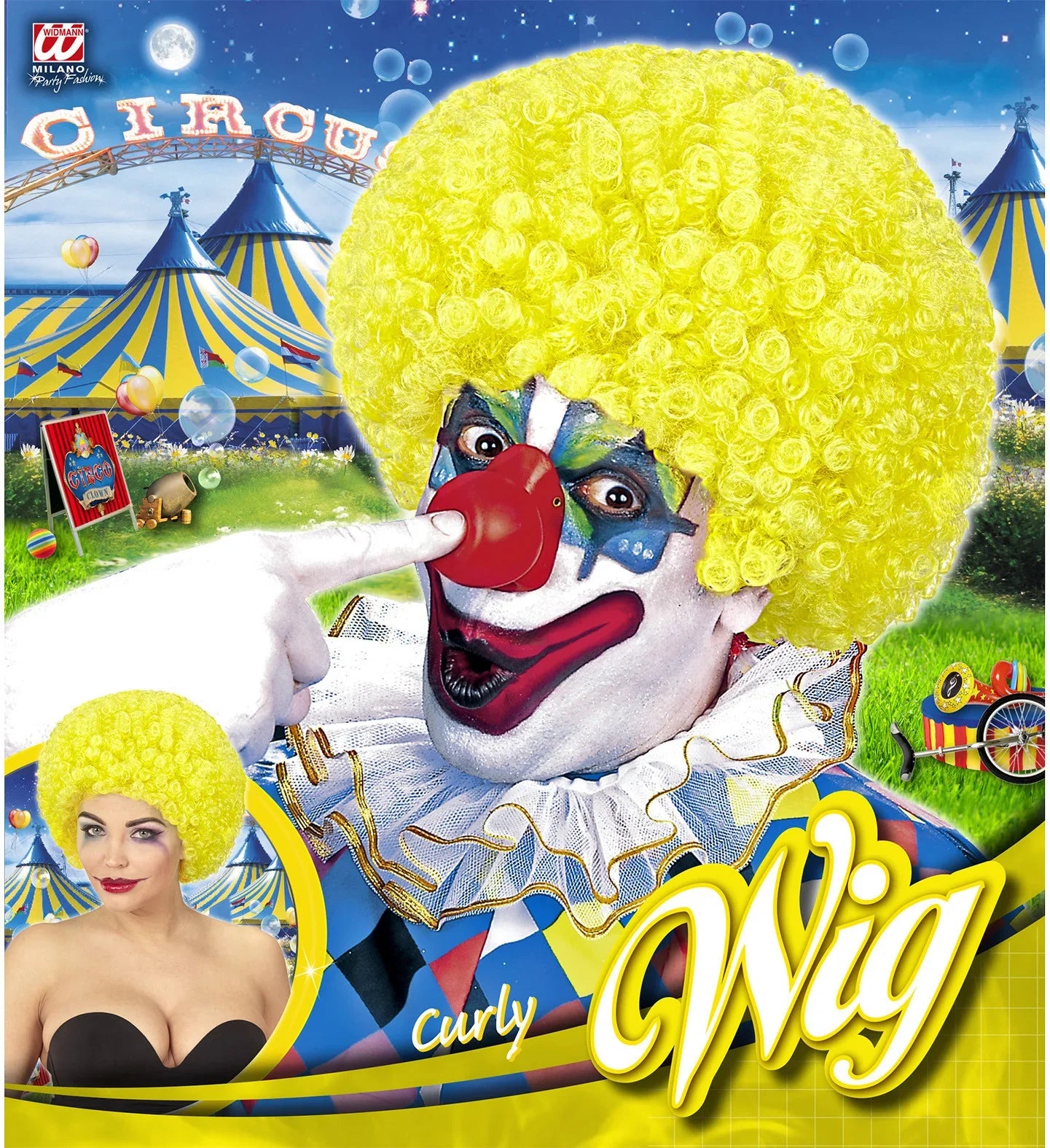 Peluca de Payaso Amarilla Rizada Complementos Payasos Widmann