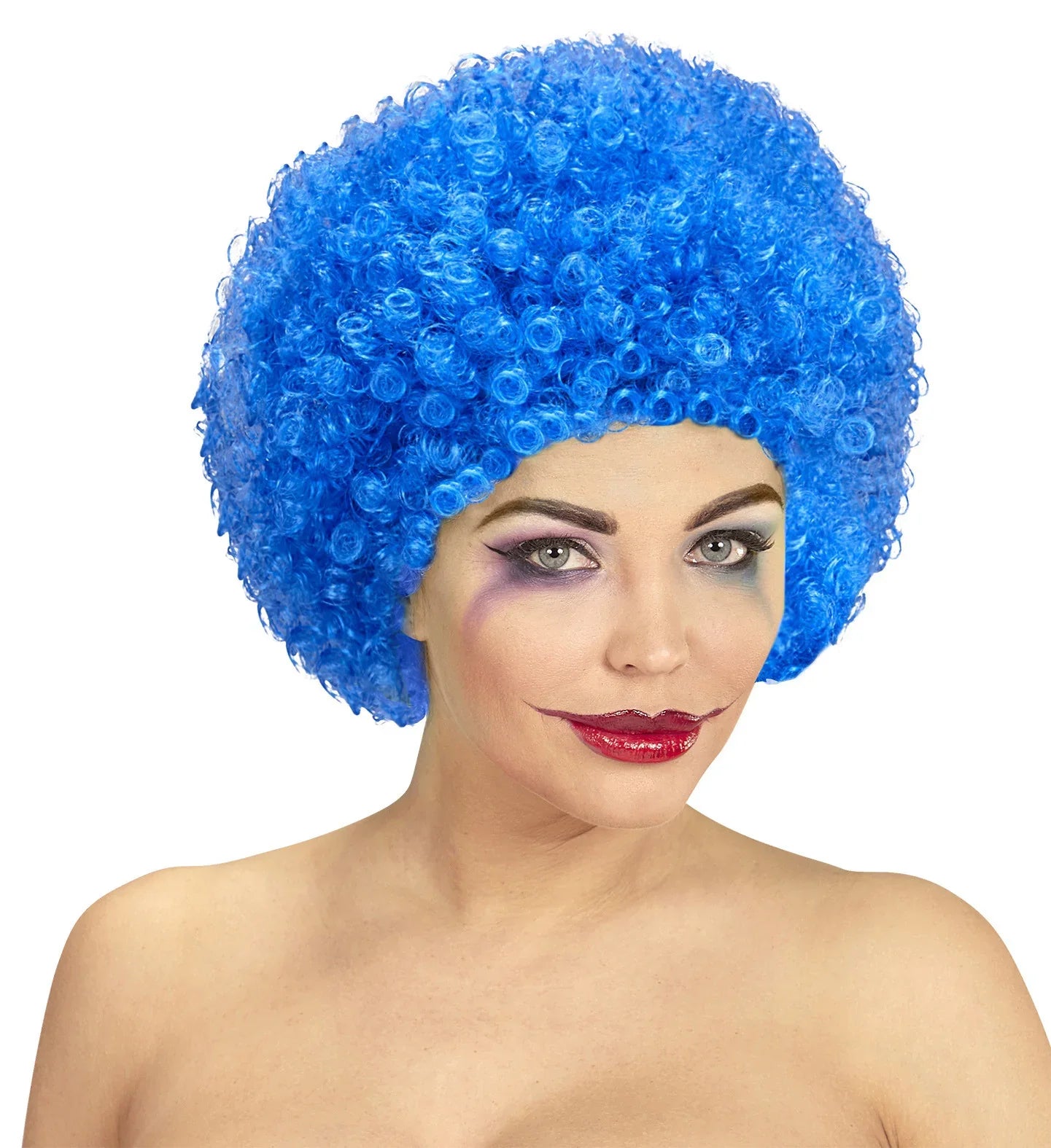 Peluca de Payaso Azul Rizada Complementos Payasos Widmann