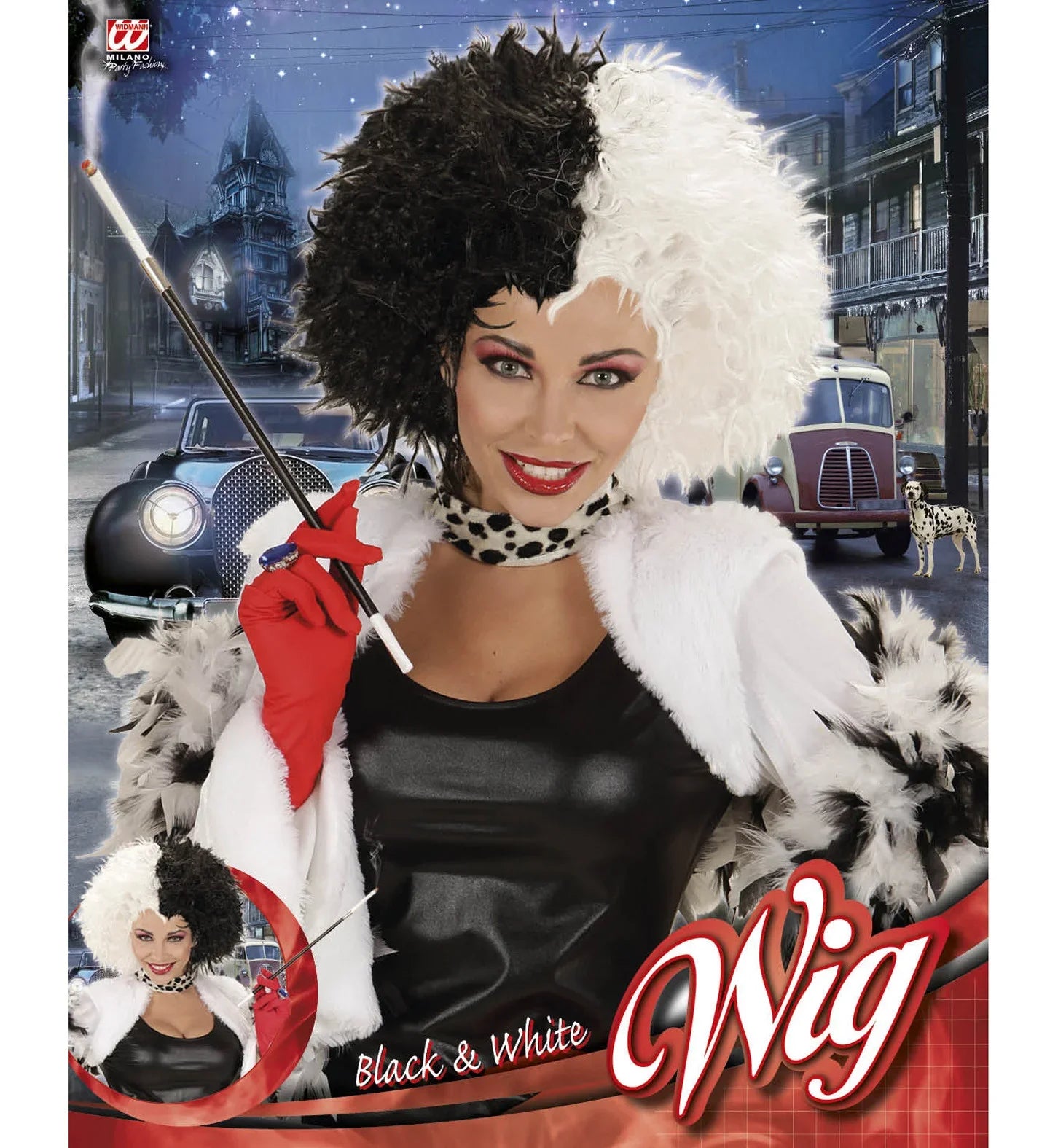 Peluca Bicolor Blanca y Negra 101 Dálmatas Widmann
