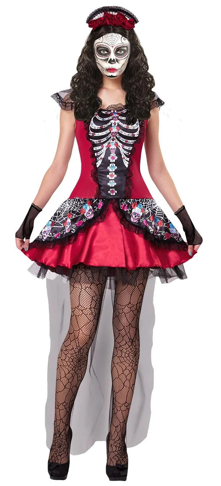 Disfraz de Catrina Rojo Corto para Mujer Catrina Widmann