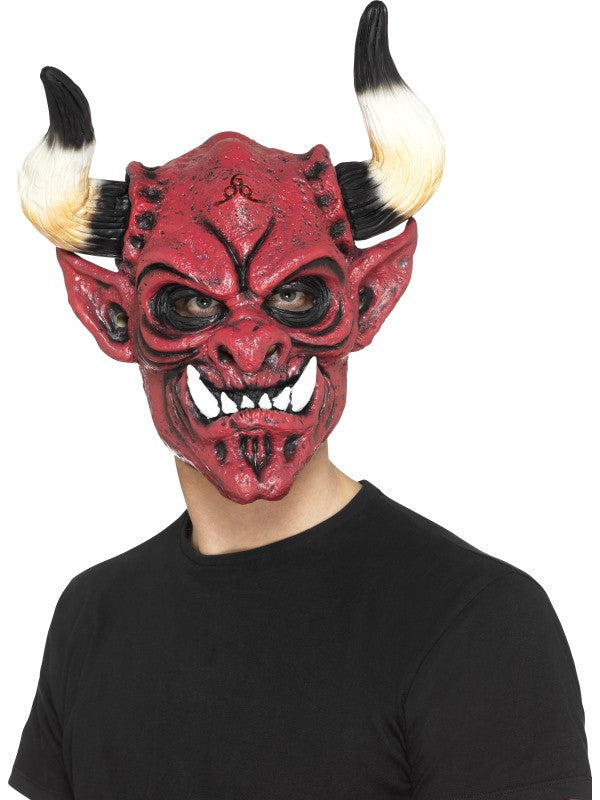 Máscara de Demonio Rojo con Cuernos Demonios Smiffys