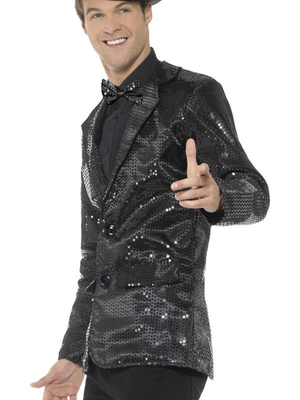 Chaqueta de Lentejuelas Negra para Hombre Chaquetas, Chalecos y Camisas Smiffys