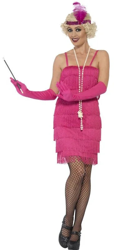 Disfraz de Charlestón Rosa Corto para Mujer Años 20 Charleston y Gangster Smiffys
