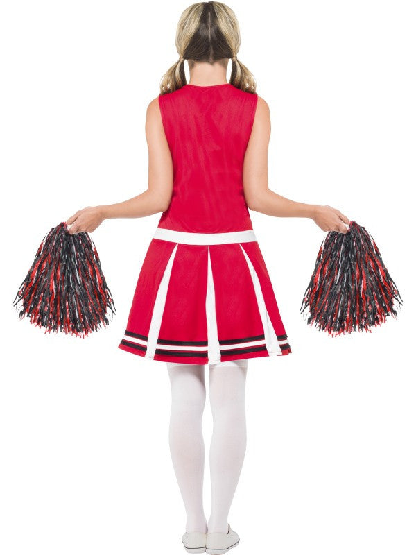 Disfraz de Animadora Roja con Pompones para Mujer Deportes y Animadoras Smiffys