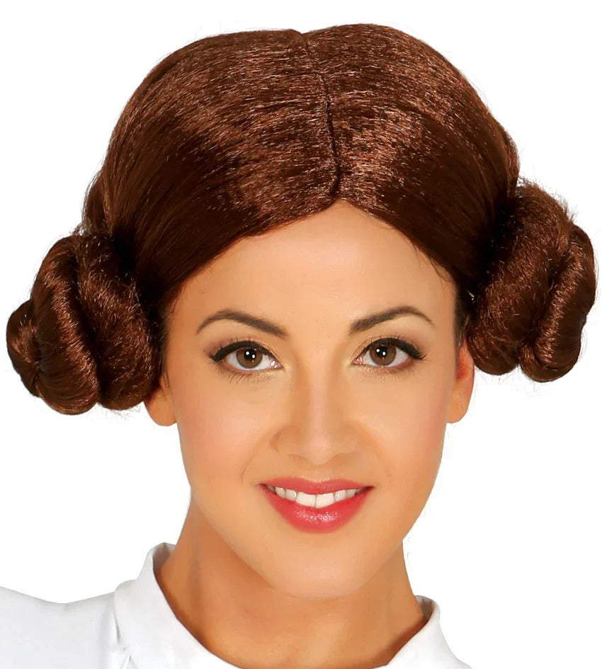 Peluca de la Princesa Leia Castaña Star Wars Guirca