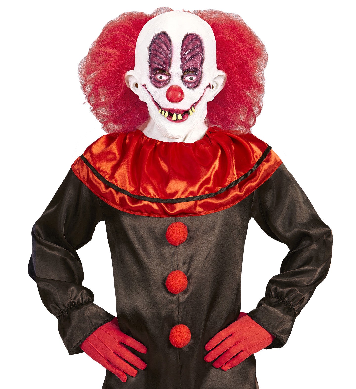 Máscara Payaso Loco con Pelo y Cuello Payasos Asesinos Widmann