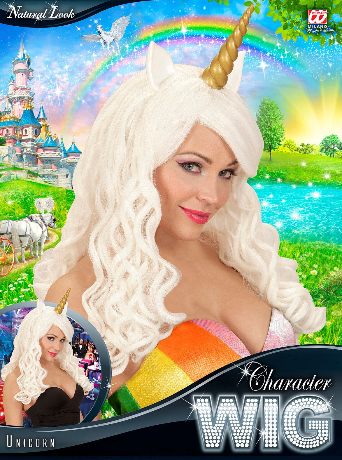 Peluca de Unicornio Blanca con Cuerno Unicornio Widmann