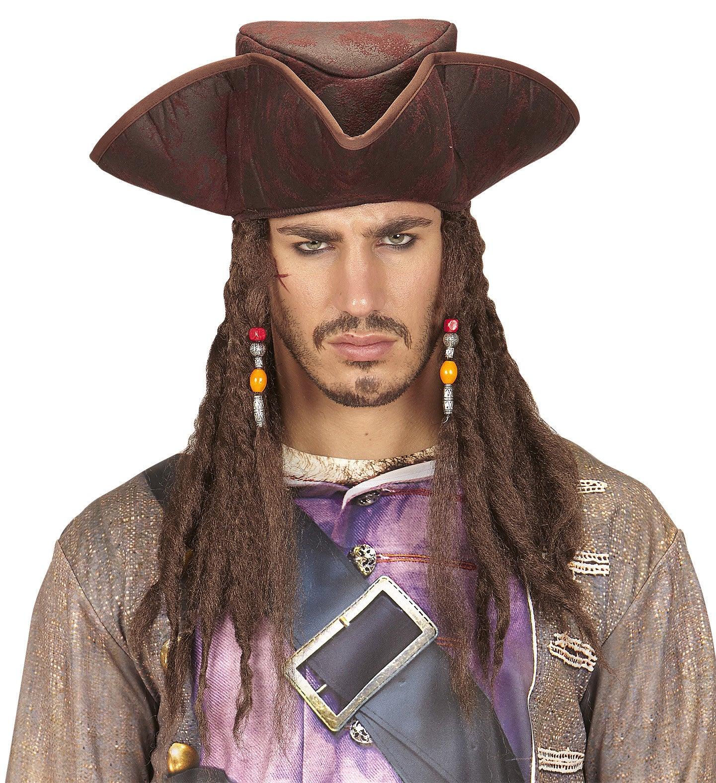 Sombrero Pirata Envejecido con Rastas Complementos Piratas Widmann