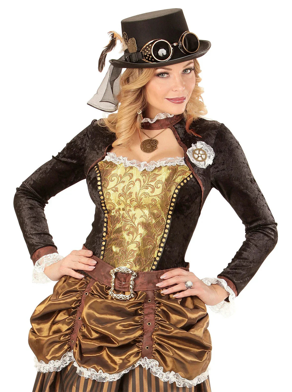 Chistera Steampunk con Gafas y Plumas Steampunk Widmann