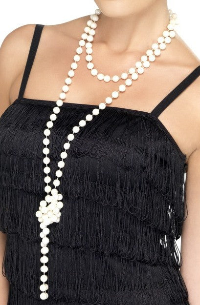 Collar de Perlas Blancas Largo Complementos Charlestón y Gangster Smiffys