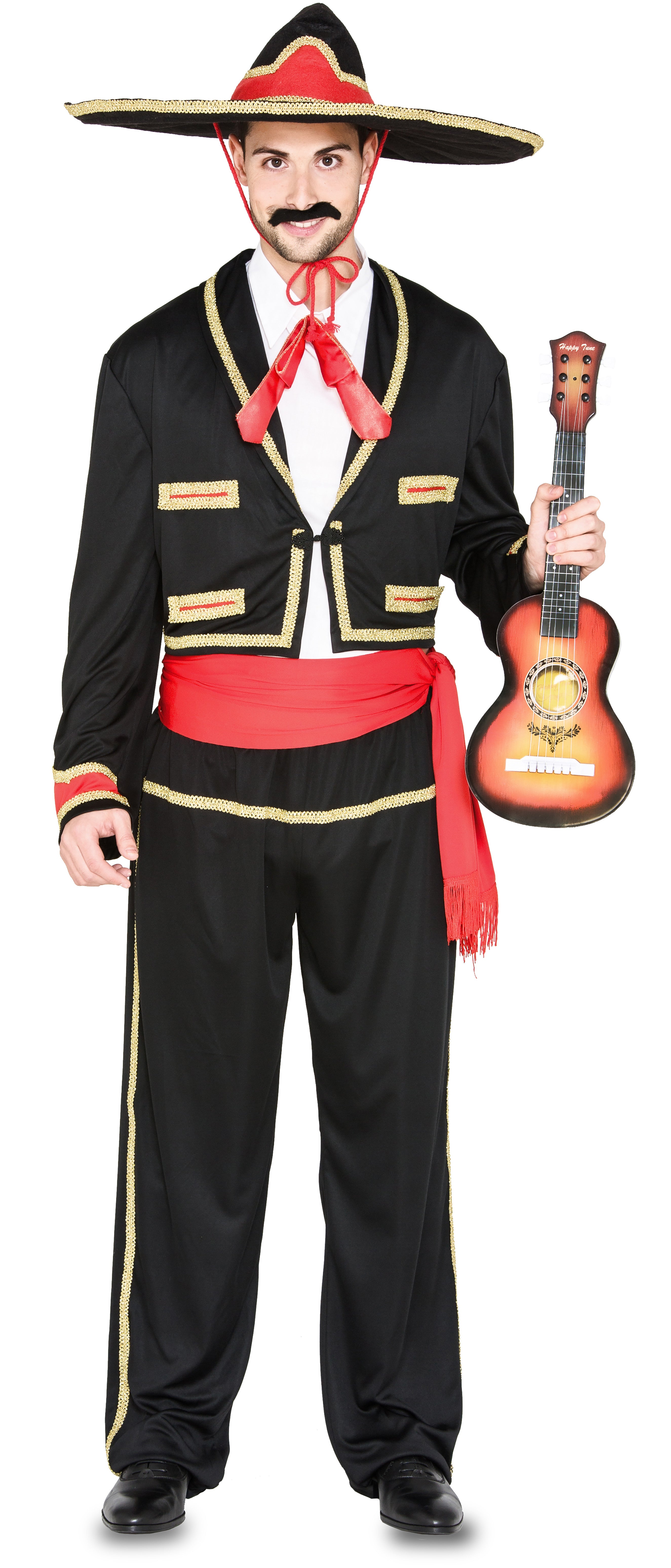 Disfraz de Mariachi Mejicano Rojo y Negro para Adulto Mexicanos EuroCarnavales