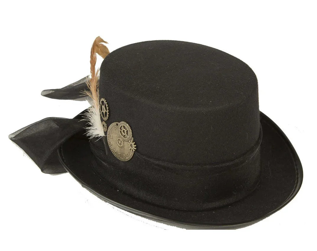 Chistera Steampunk Negra con Lazo Steampunk Viving