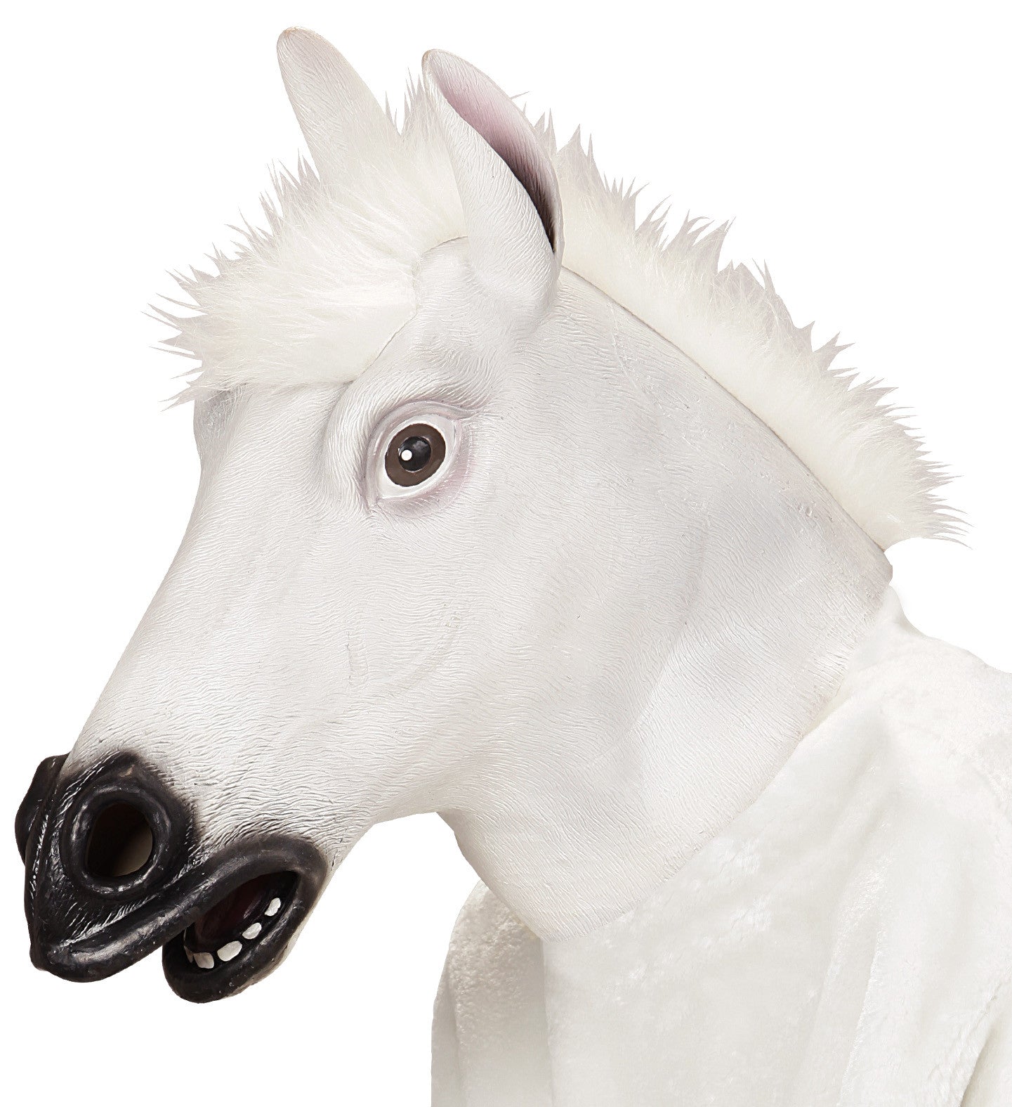 Máscara de Caballo Blanco de Látex con Pelo Complementos de Animales Widmann