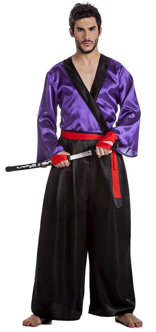 Disfraz de Samurái Morado para Hombre Orientales Kimokawaii