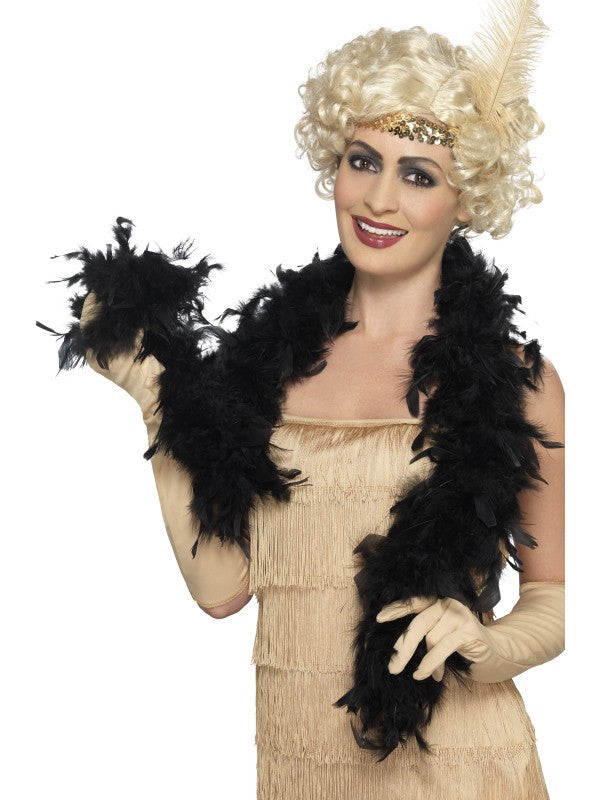 Boa de Plumas Negras de 150cm Boas de Plumas Smiffys