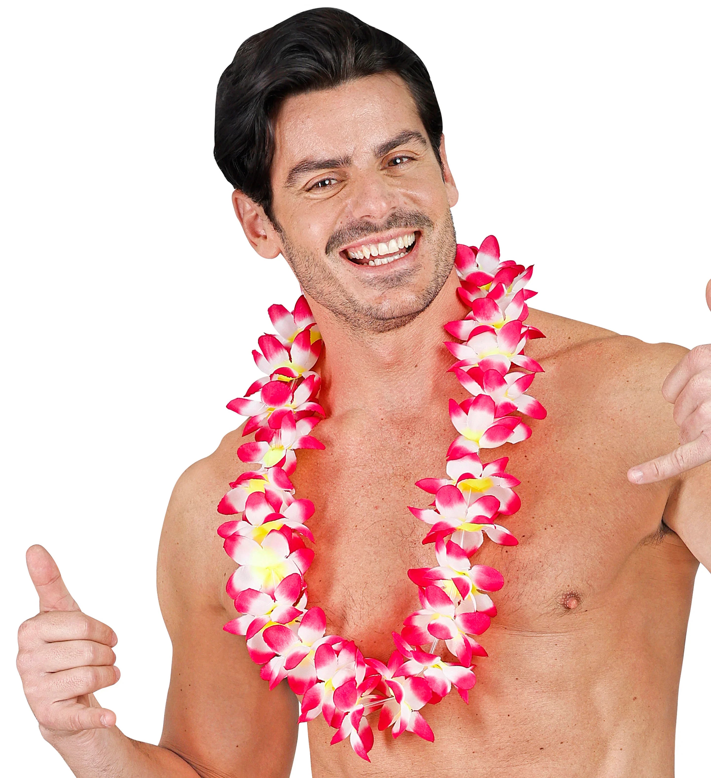 Collar Hawaiano de Flores Tropicales Rosas y Blancas Collares Hawaianos Widmann