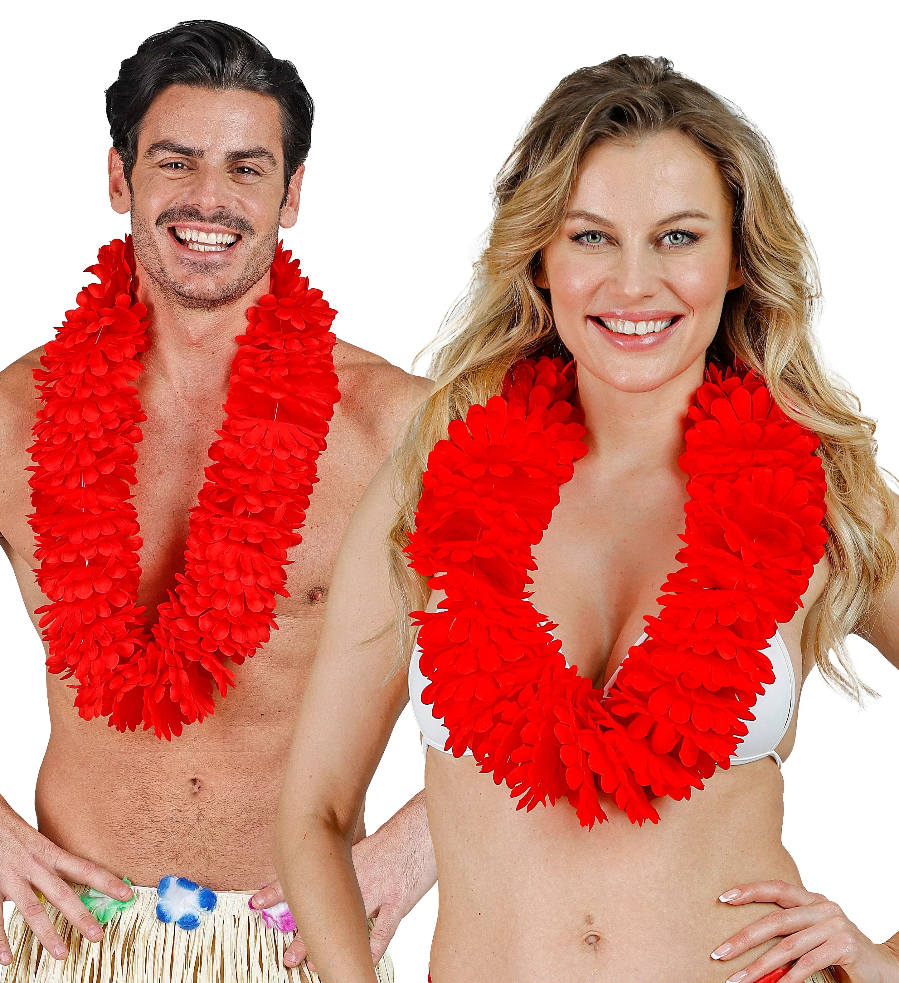 Collar Hawaiano de Flores Tropicales Rojas Collares Hawaianos Widmann