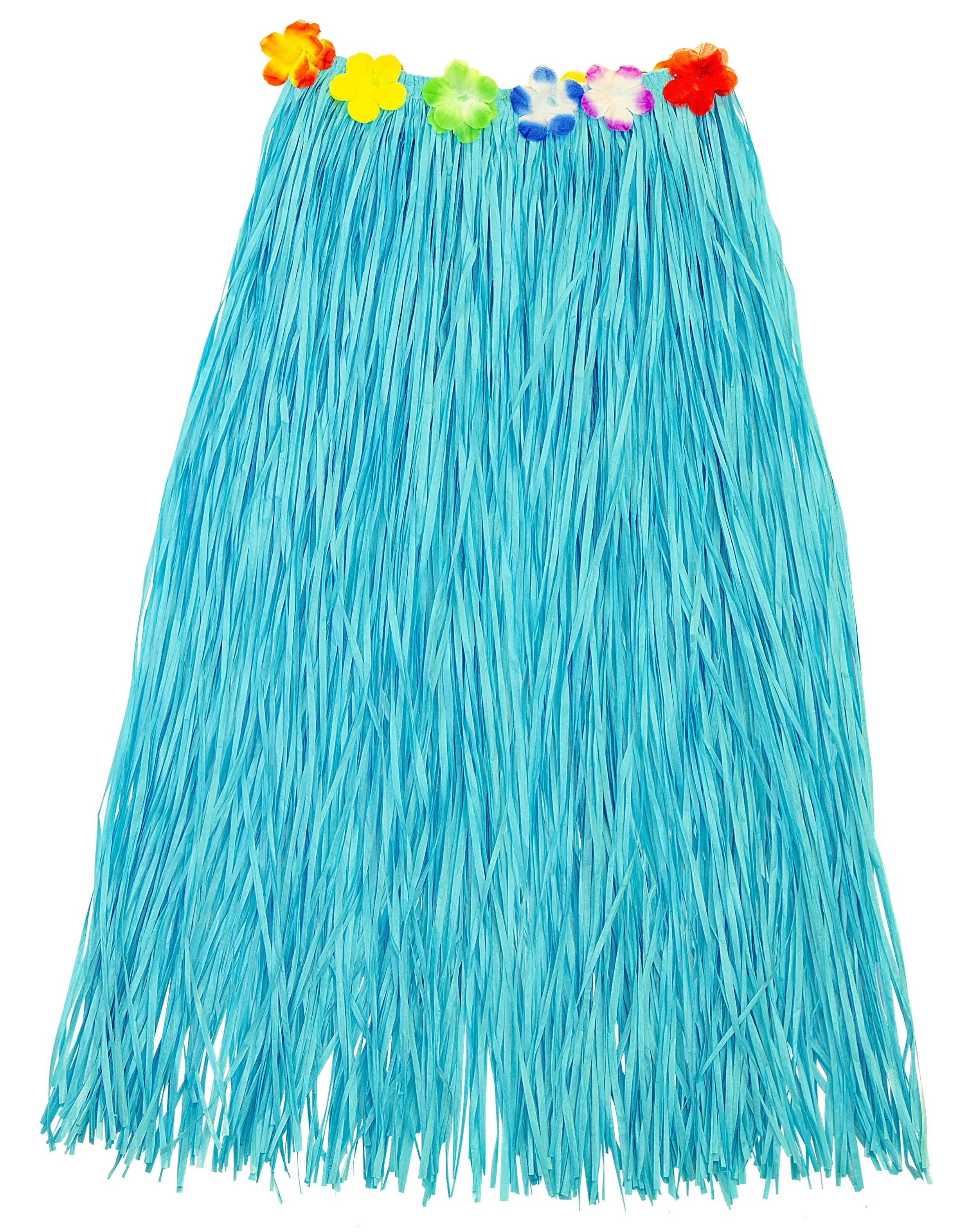 Falda Hawaiana Azul con Flores Tropicales de Colores Faldas Hawaianas Widmann