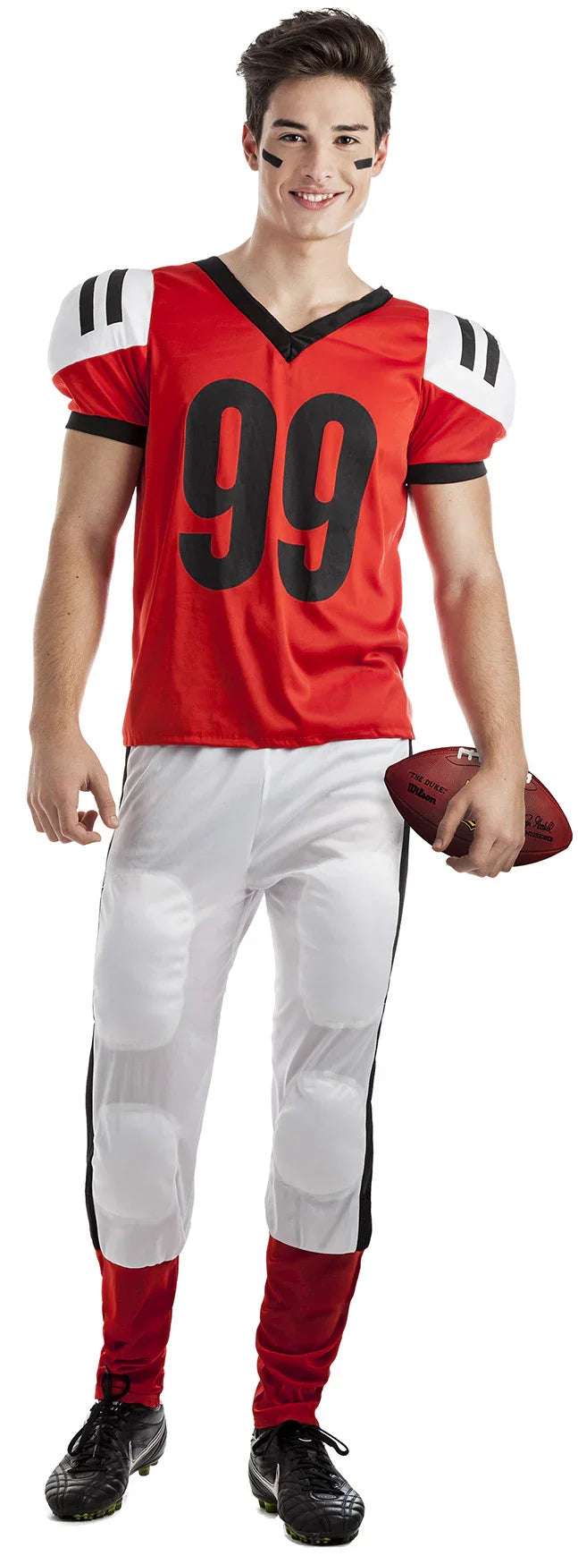 Disfraz de Jugador de Rugby Rojo para Adulto Deportistas y Animadoras Kimokawaii