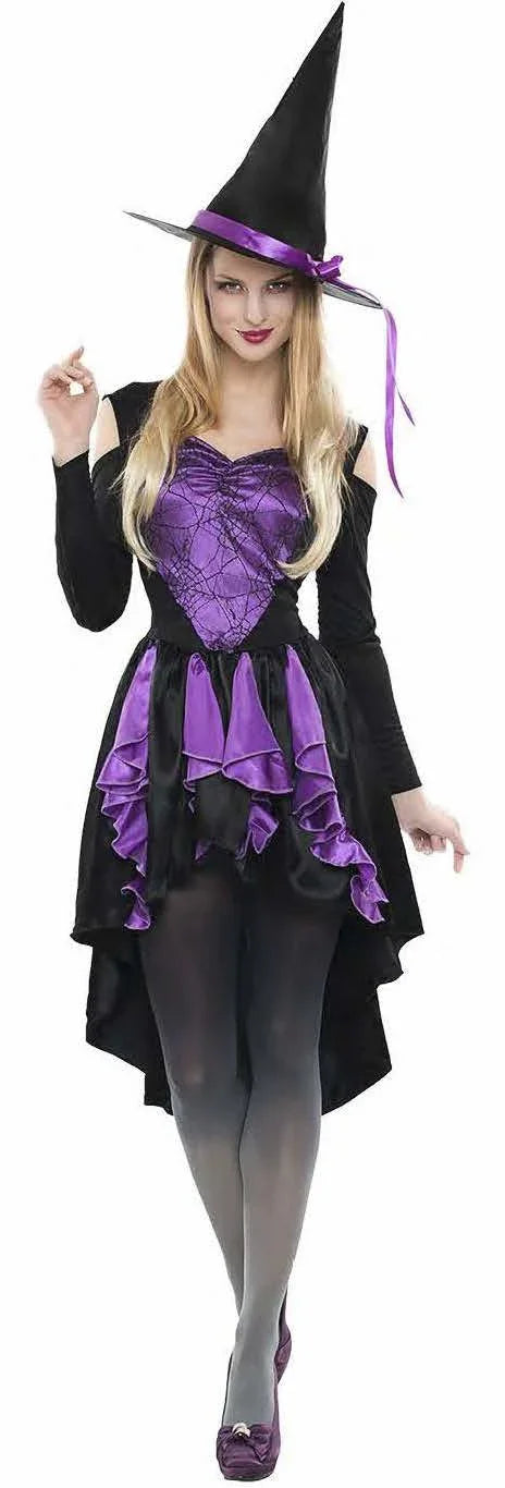 Disfraz de Bruja Morado Corto para Mujer Brujas Kimokawaii